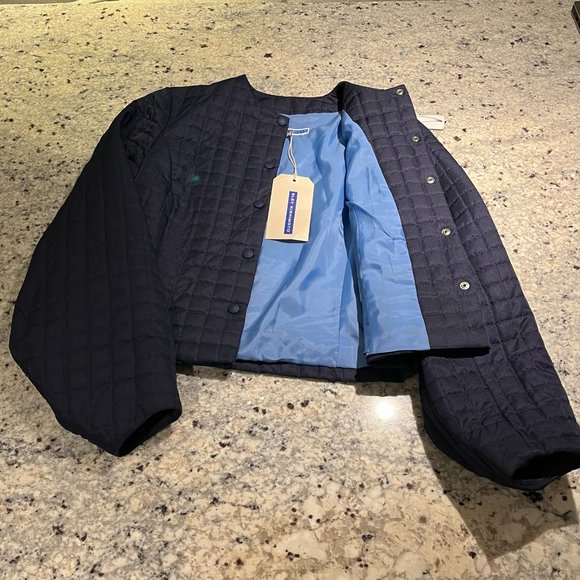 NWT Eley Kishimoto Quilted Jacket, Balloon Sleeves, Navy, Women's UK 10, US 6 - Picture 9 of 16